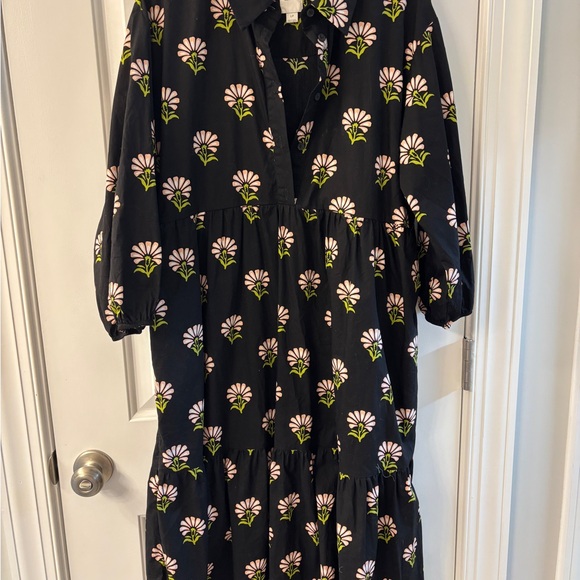 Maeve tiered maxi Anthropologie Black Dress LARGE PETITE - Picture 1 of 5